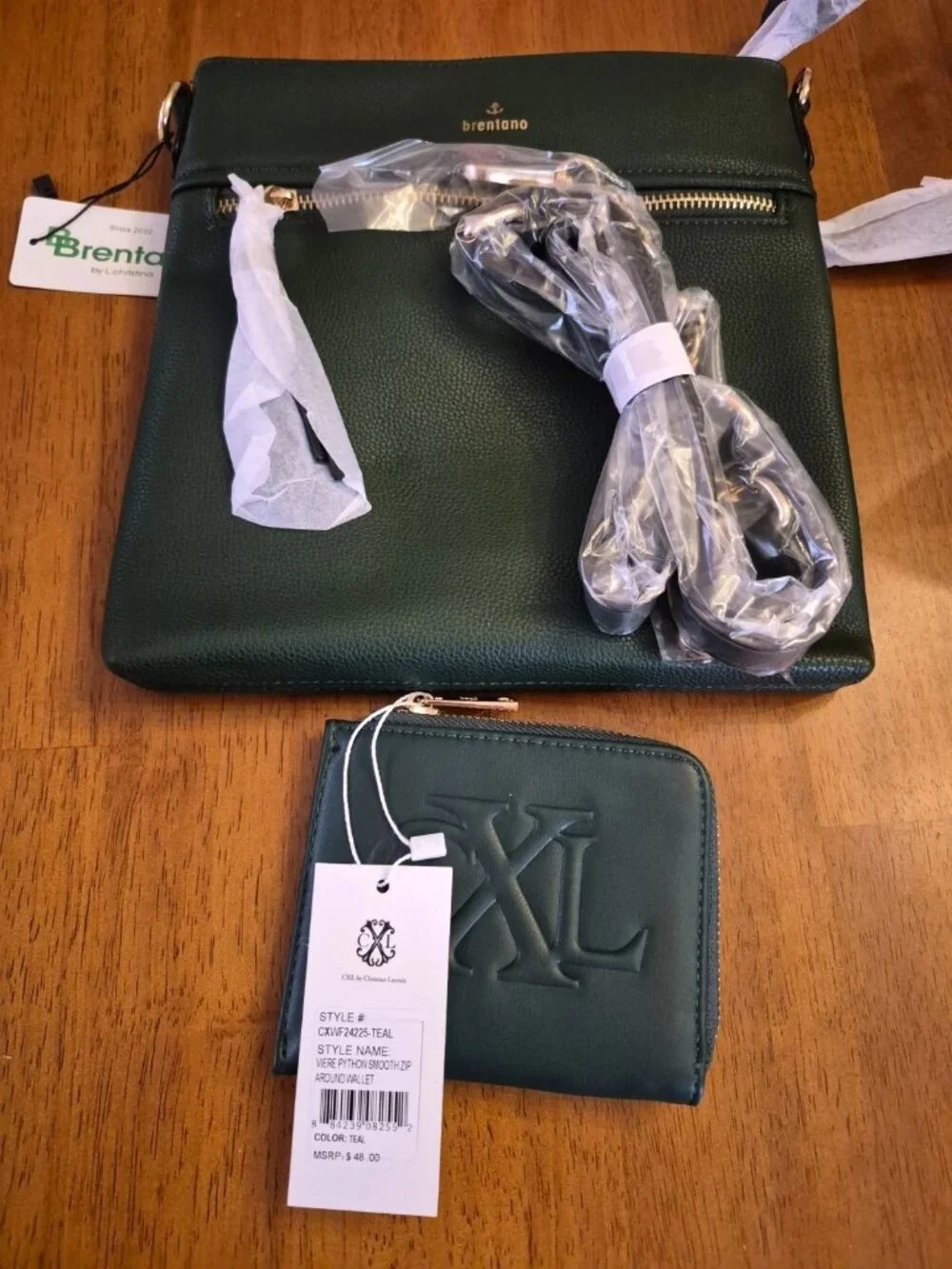 2 Brentano shoulder handbags green and tan 1 CXL wallet green - Picture 5 of 5